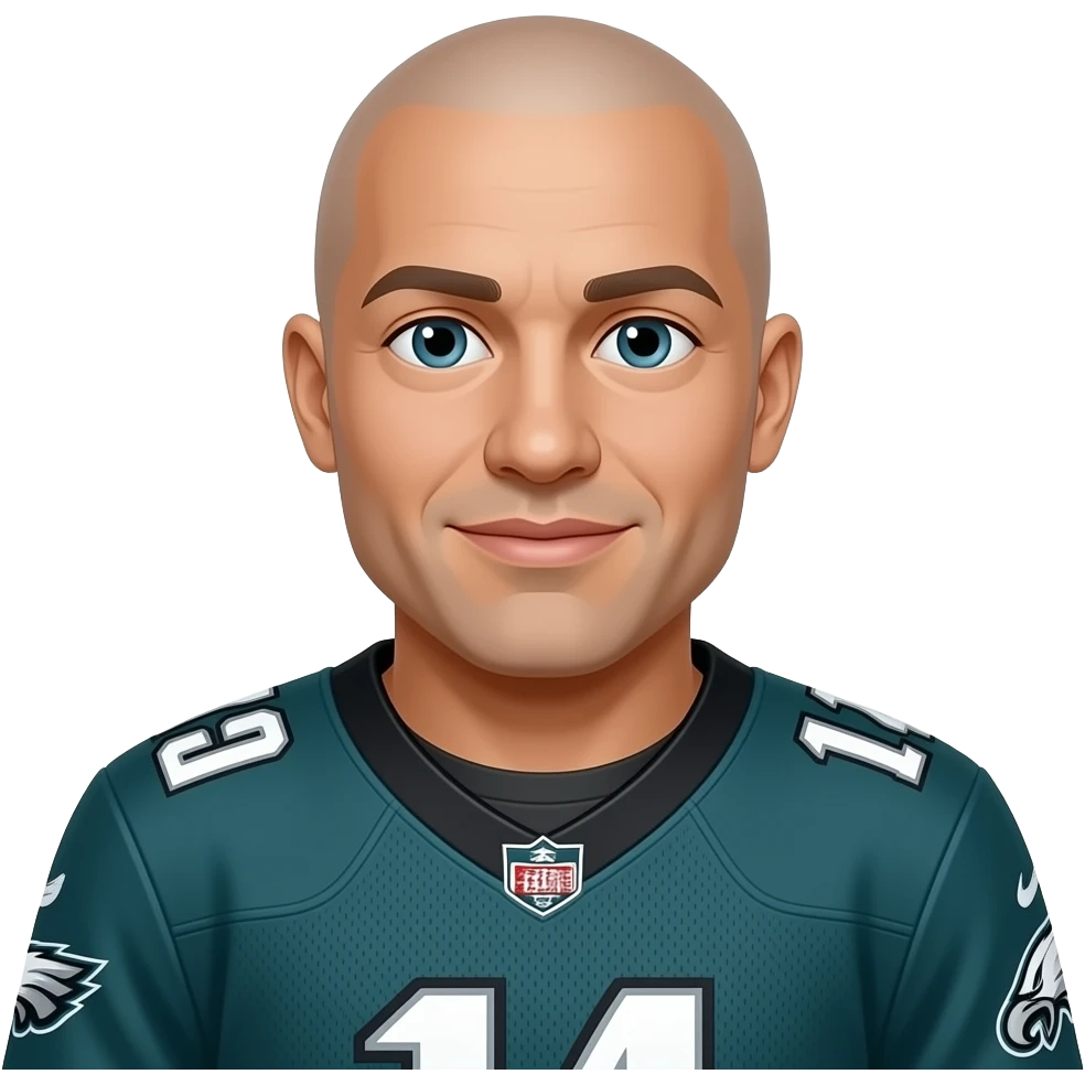 bald guy wearing eagles jersey emoji