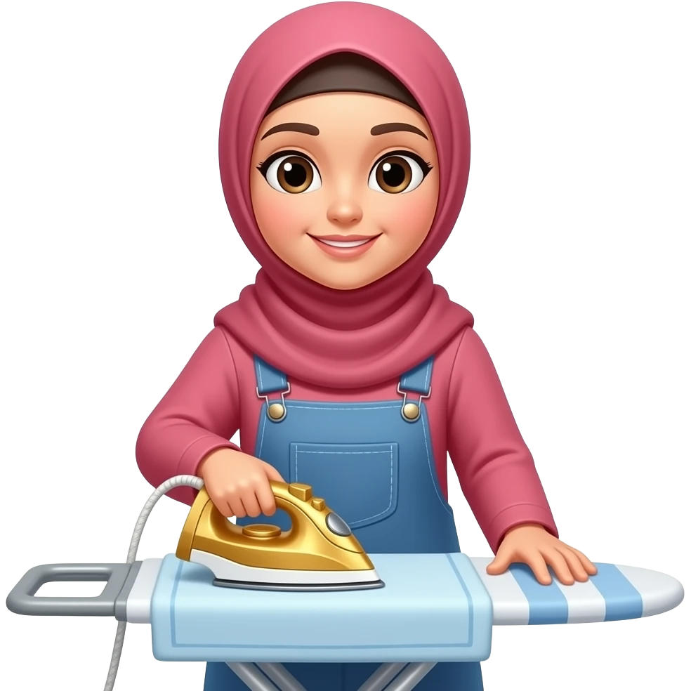 Hijabi female Ironing color gold emoji