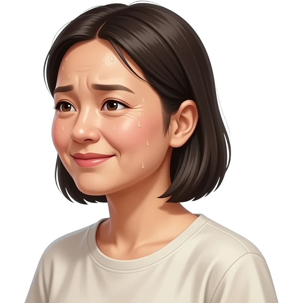 더워서 땀 흘리는 동양여자 emoji