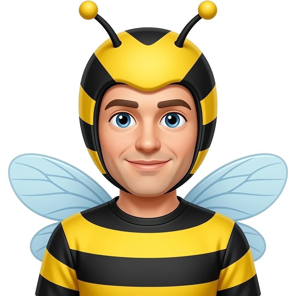 man wearing bee costume emoji