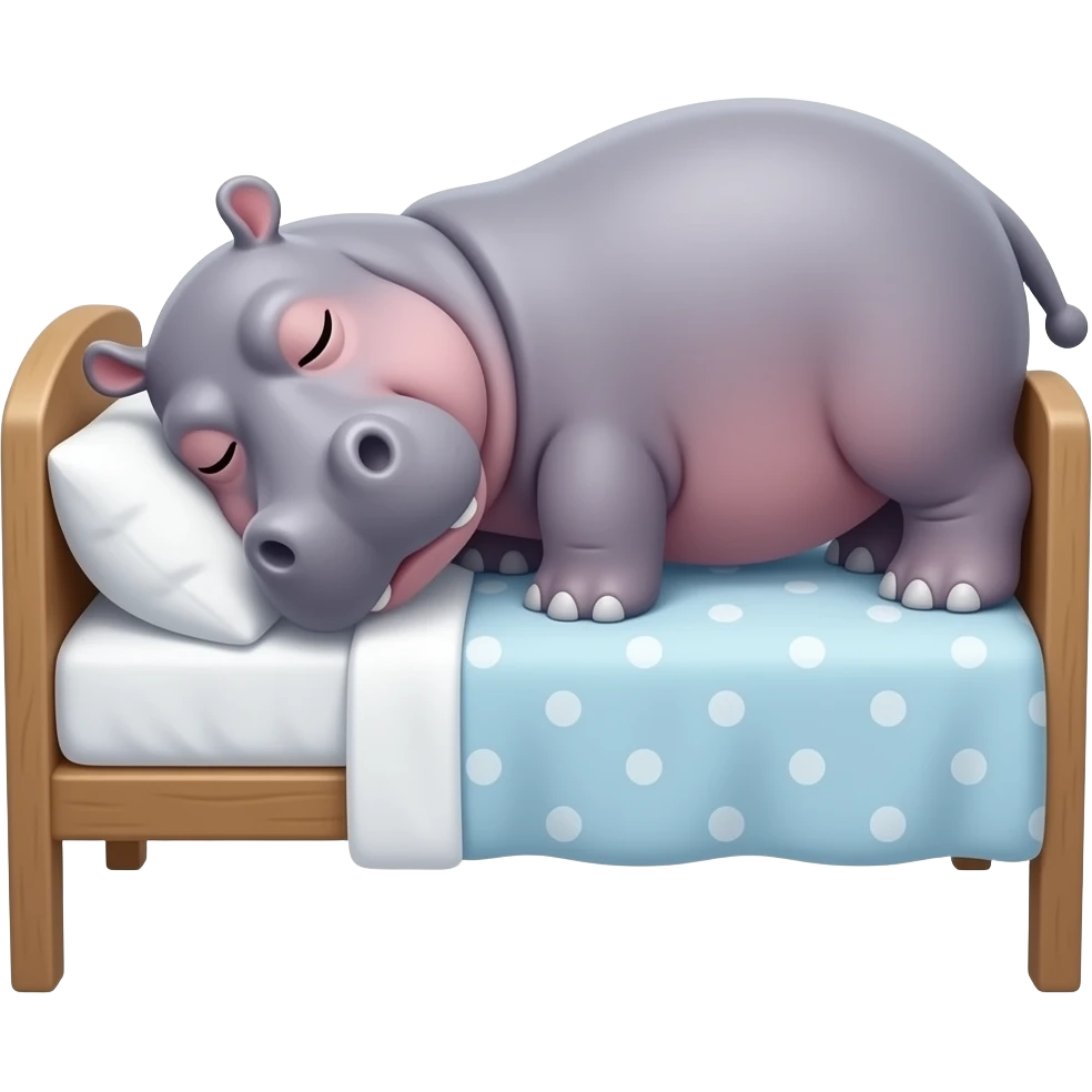 Бегемот спит в кровати emoji