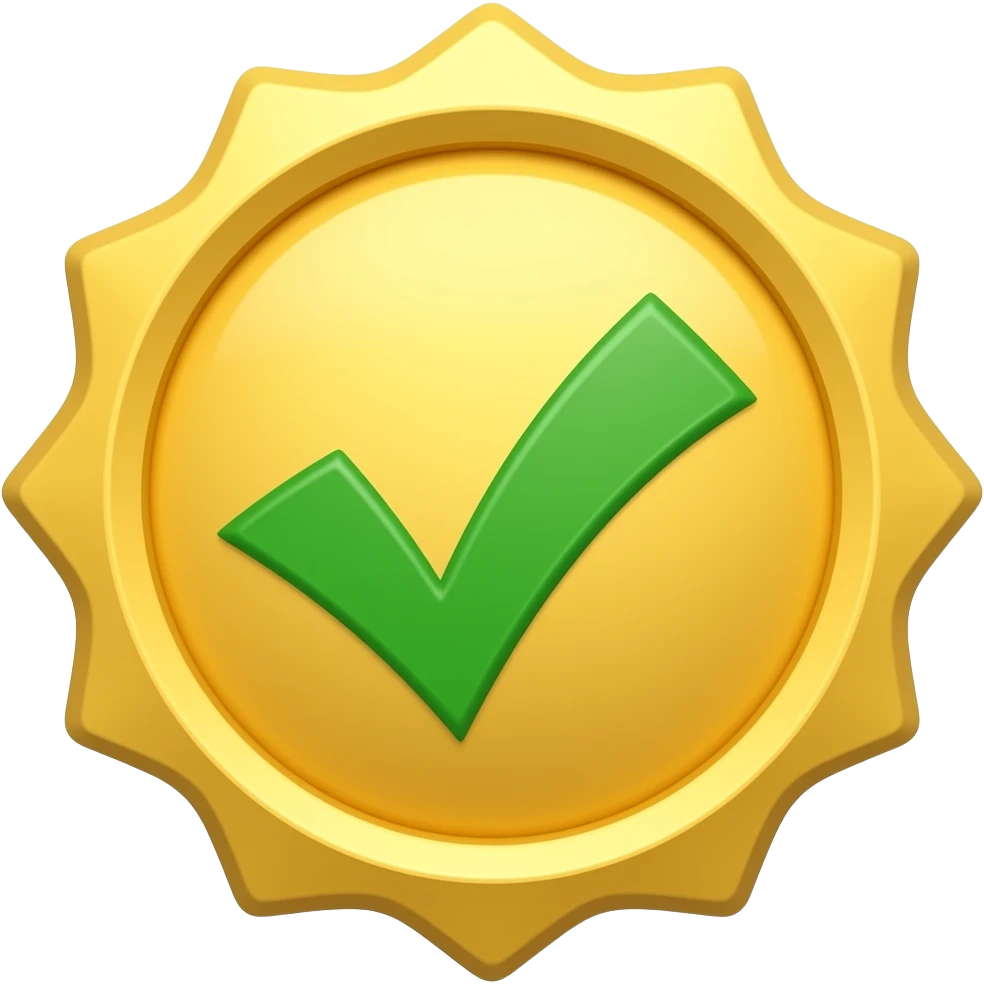 Verificado de oro brillante que brille como una luz pero que no emoji