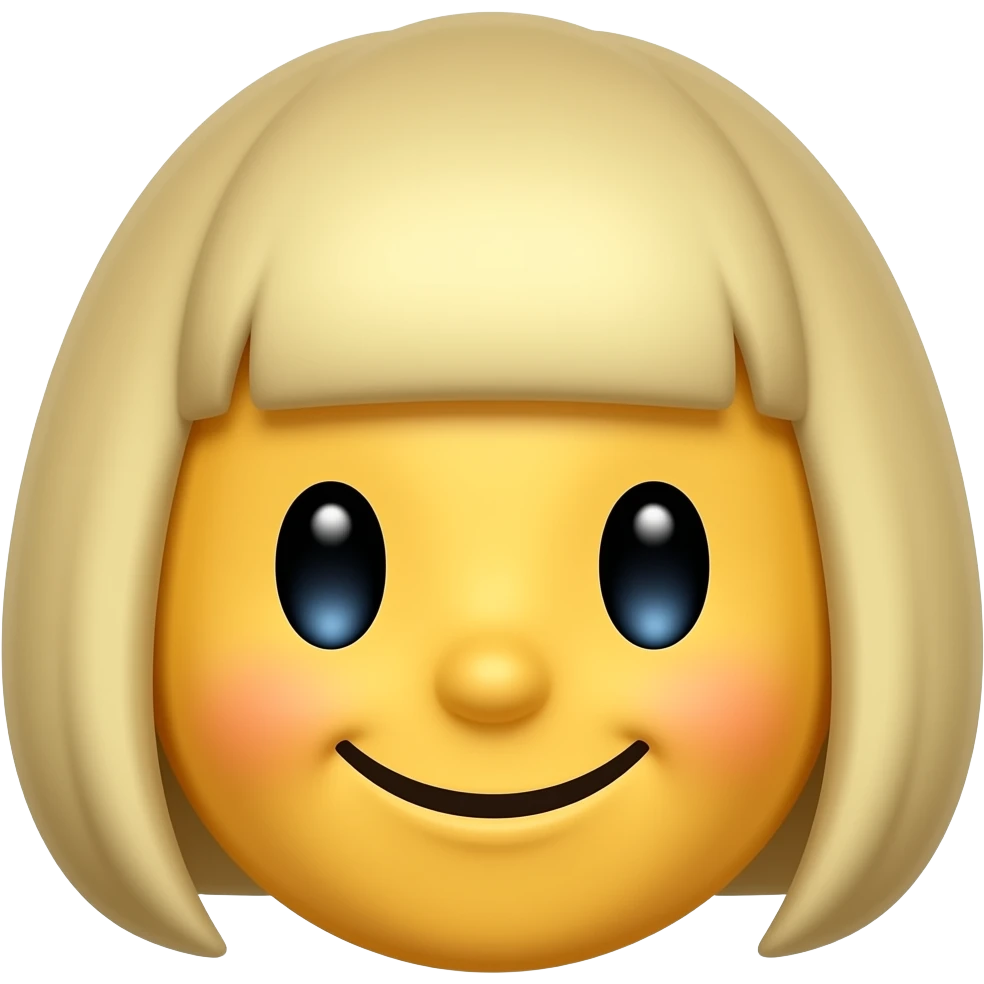 😃 yellow classic emoji with a blonde bowl cut emoji
