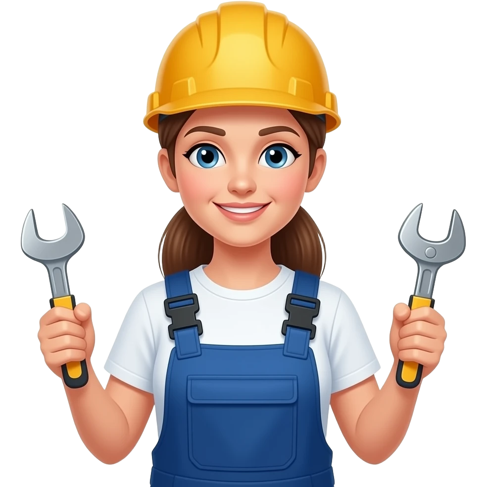 construction worker young Russian women having tools in hand emoji