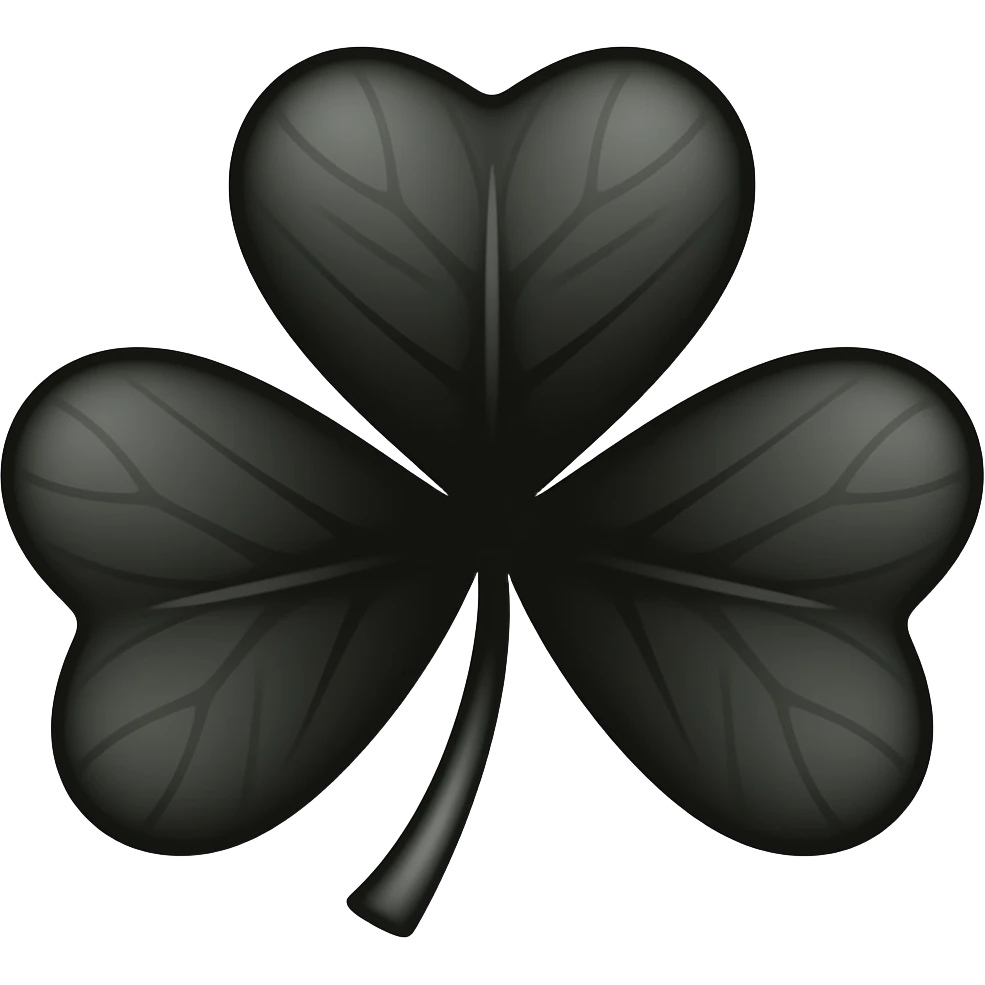 5 leaf clover which color have black emoji