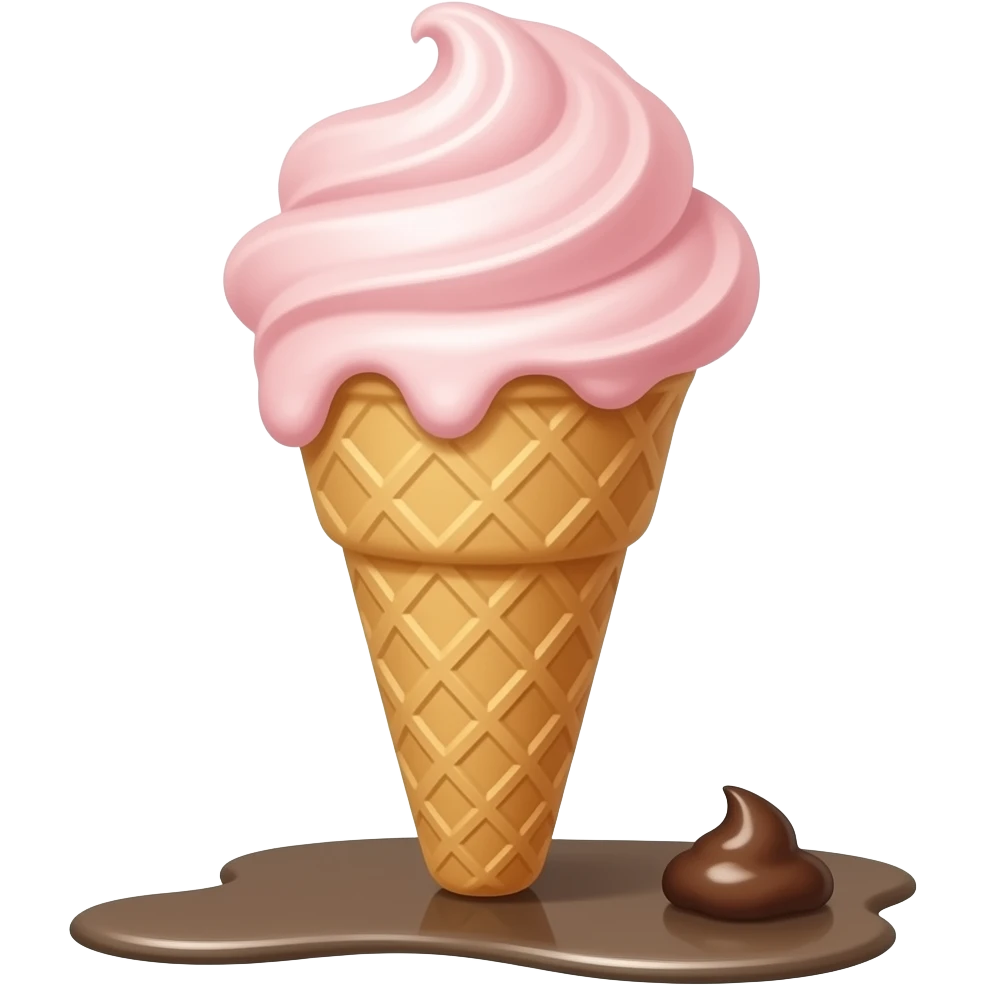 Ice cream cone with shit emoji