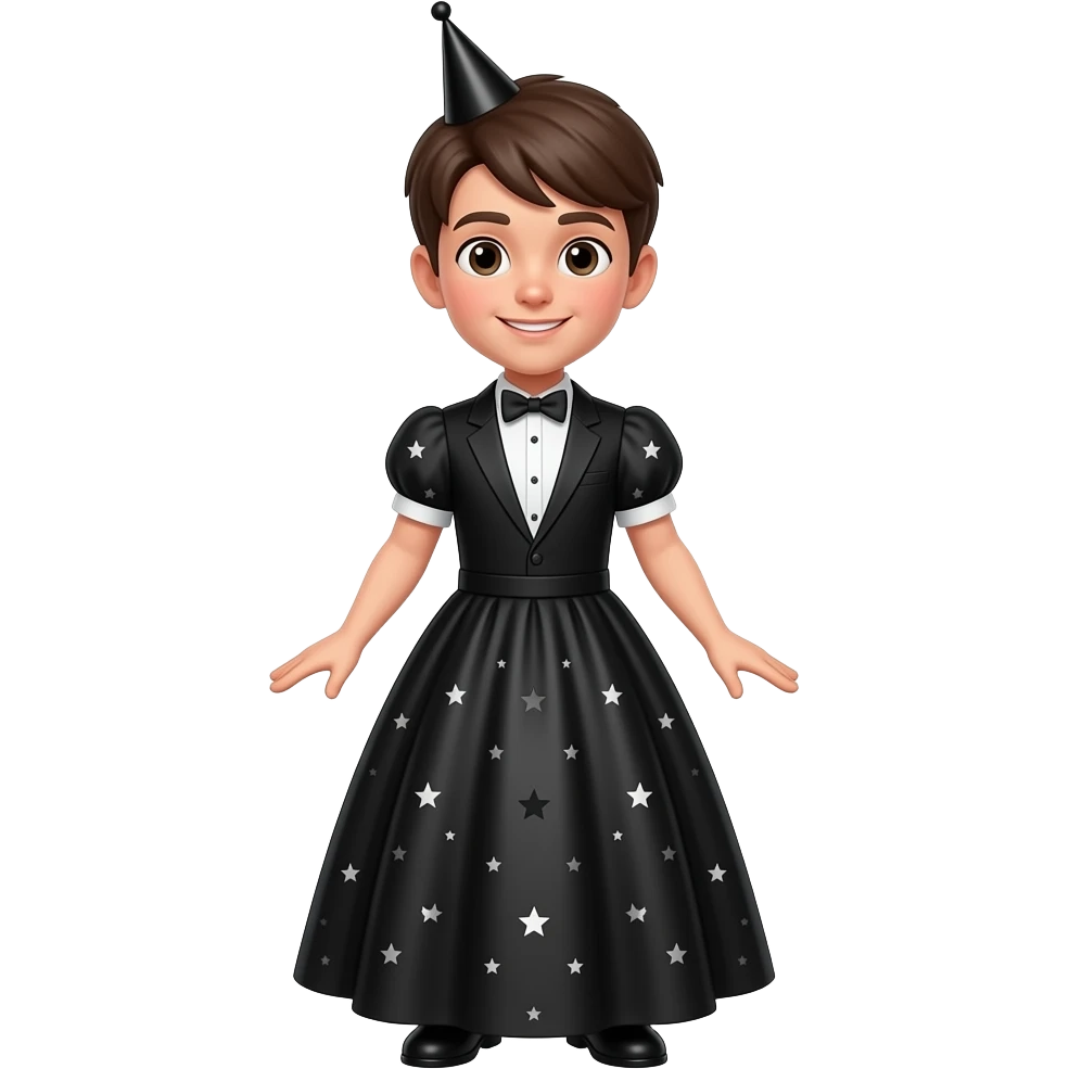 Niño cuerpo completo vestido de fiesta de de negro emoji