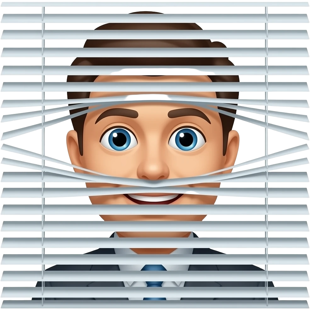 emoji face peeking through window blinds appearing to look nosey emoji