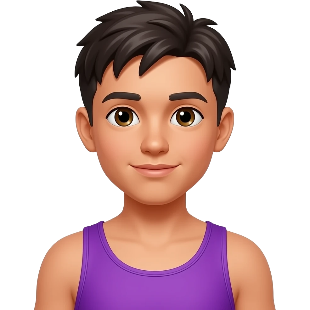 adolescente bzonze des iles de dos avec une mailot de bain violet qui nous regarde emoji