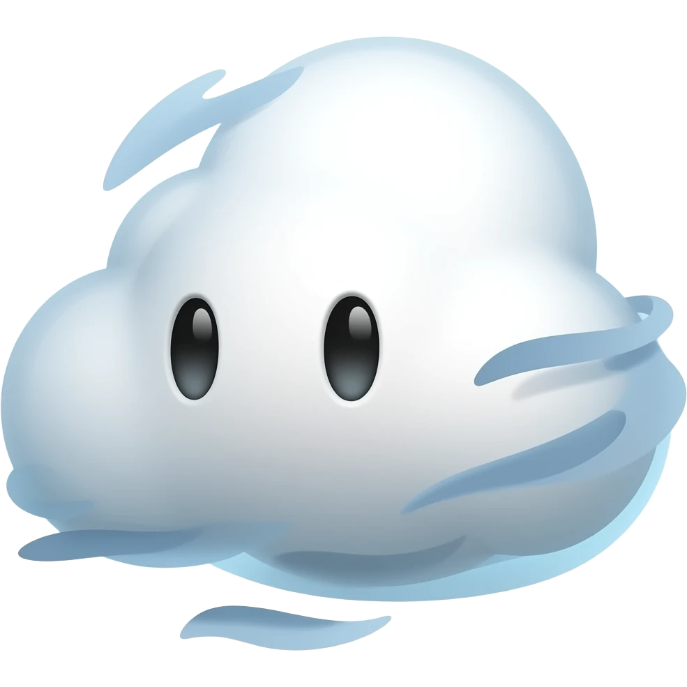 cloud blowing wind, emoji, simple, cute emoji