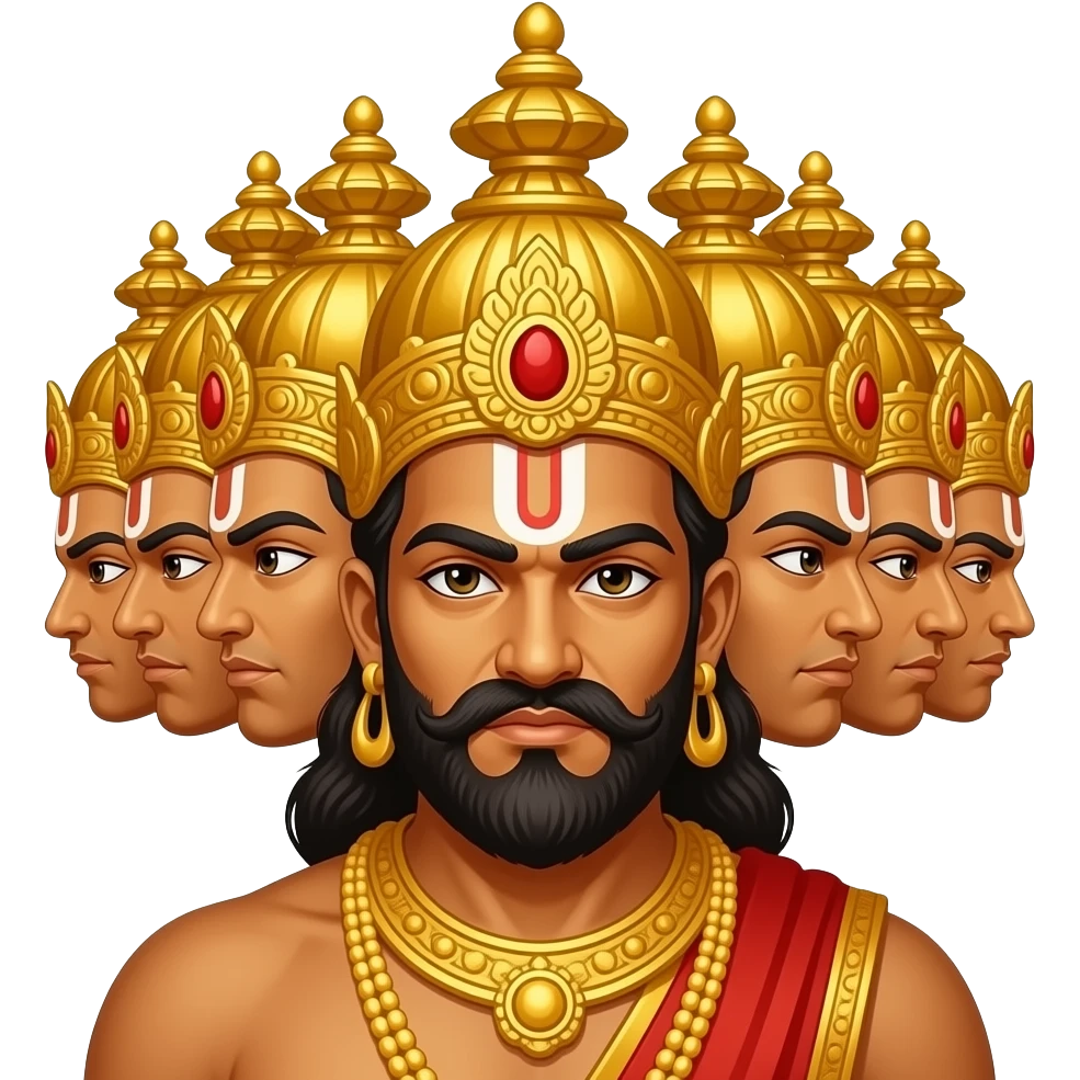 LANKAPATI ravana with 10 heads golden danger look emoji