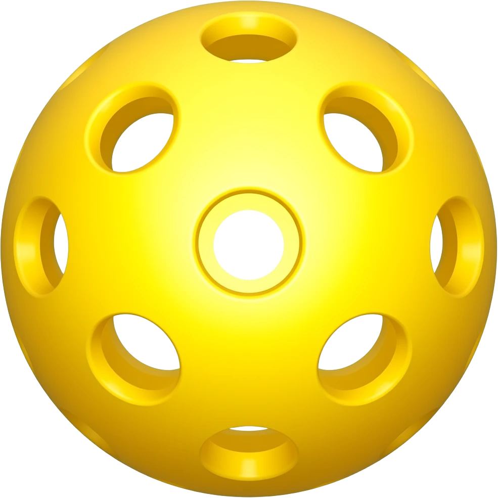 yellow pickleball with 26 holes, brightly lighted from direction of the camera and rotated to perfectly center its hole and light into the camera, so i can rotate it through the center of the hole emoji
