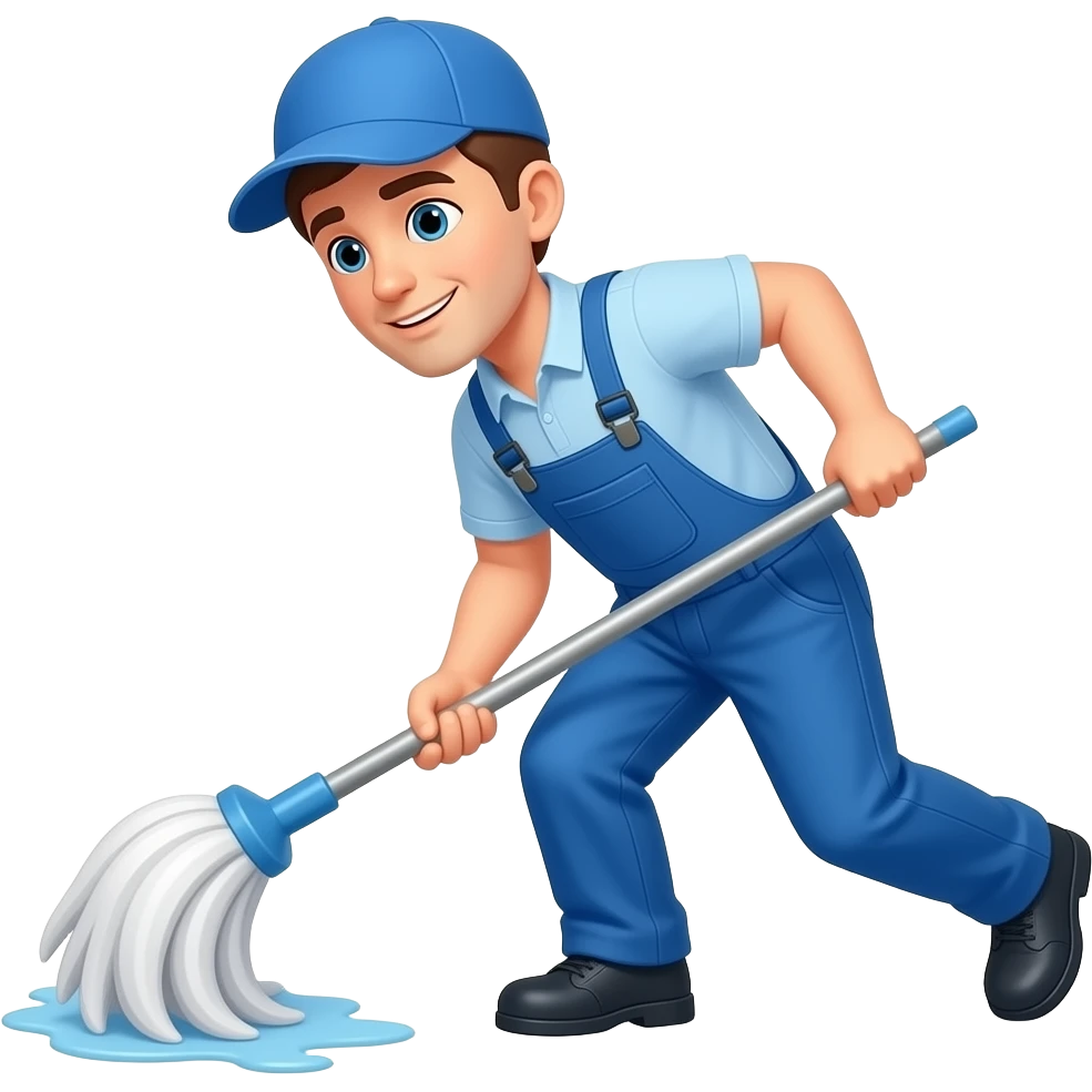 a cleaning man staggering backwards emoji