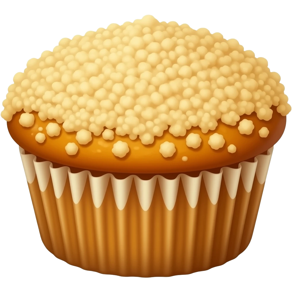 Carrot muffin with streusel topping, real, emoji
