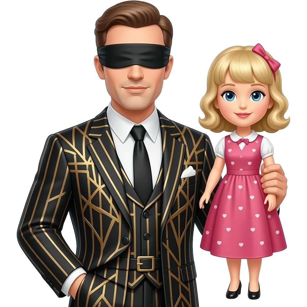 art deco dress guy mannequin blindfolded clothing doll emoji
