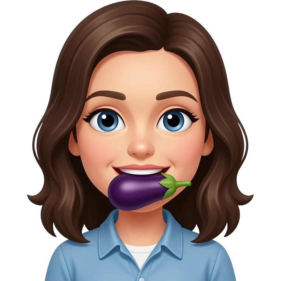 Women with eggplant in mouth emoji