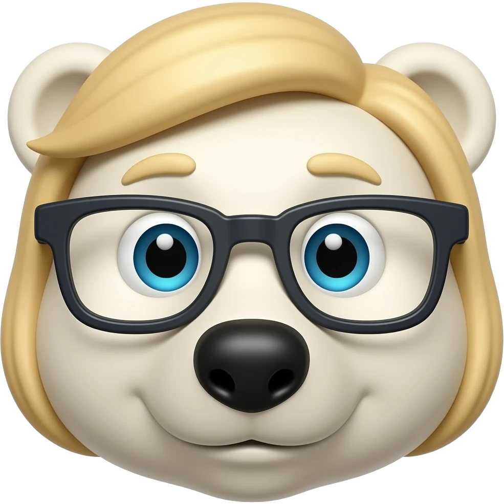 blond polar bear with glassess just face emoji