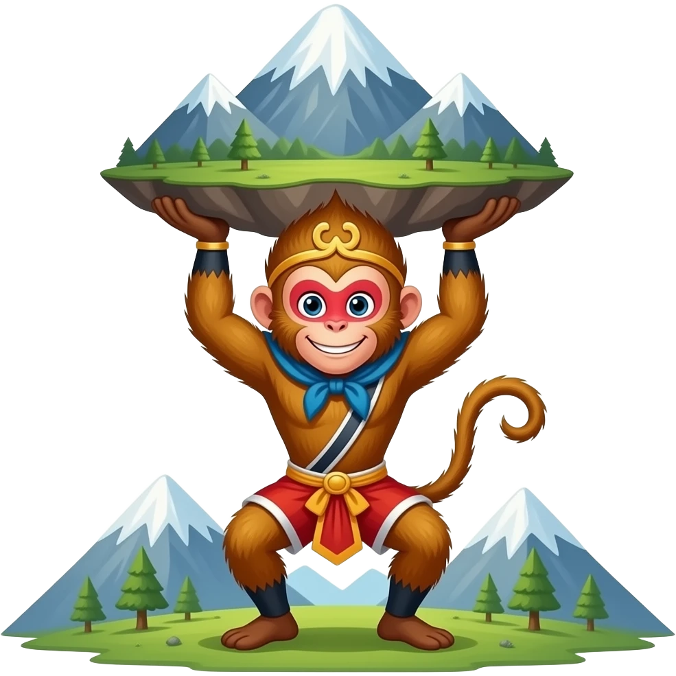 smiling hanuman lifting mountain in emoji form emoji