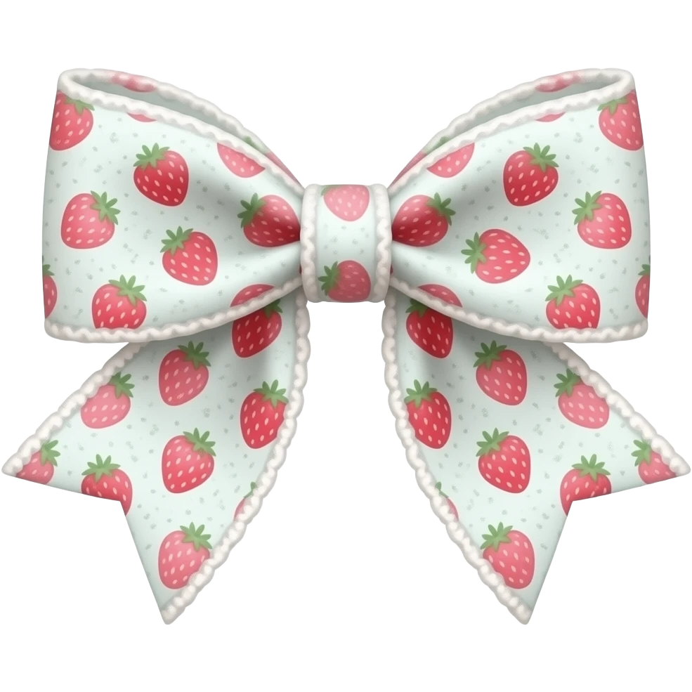 pattern strawberry light pink & light green on bow lace coquette bow emoji
