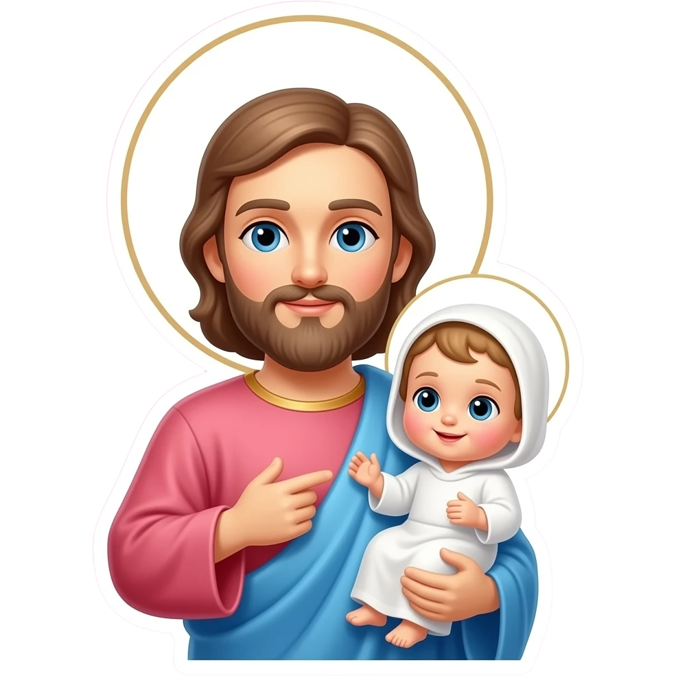 São jose e menino jesus fundo rosa emoji