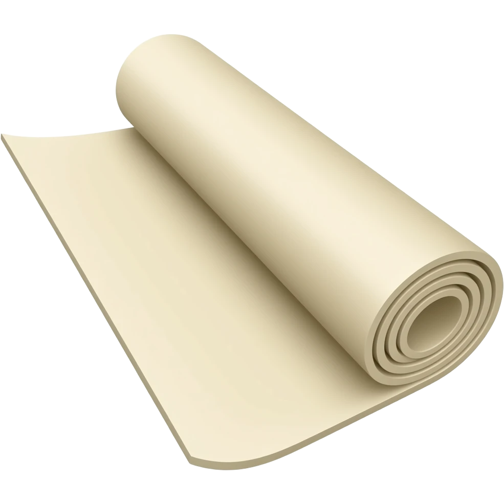 creme half rolled out yoga mat with only a rolled side the other side is on the floor straight that has the same style as iphone emojis emoji