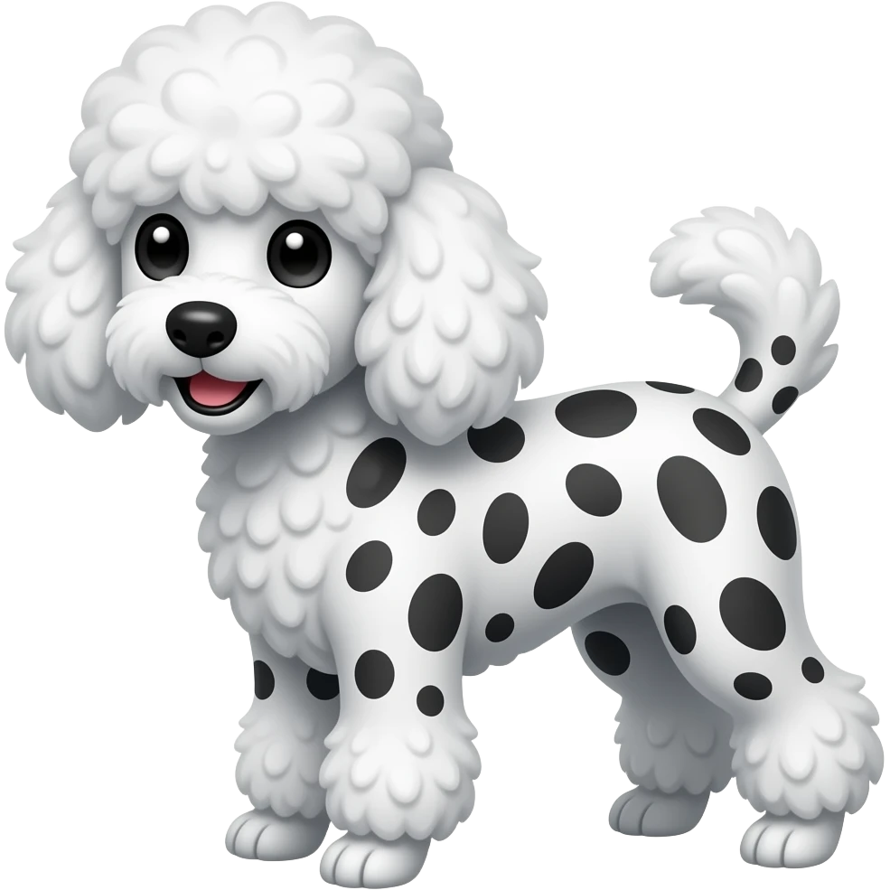 spots poodle black and white toy emoji