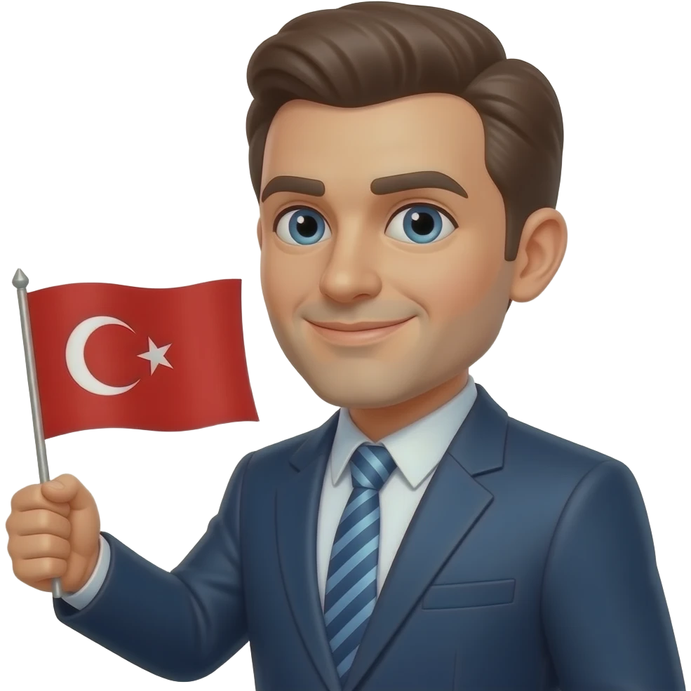 Türkiye bayrağı tutan adam emoji