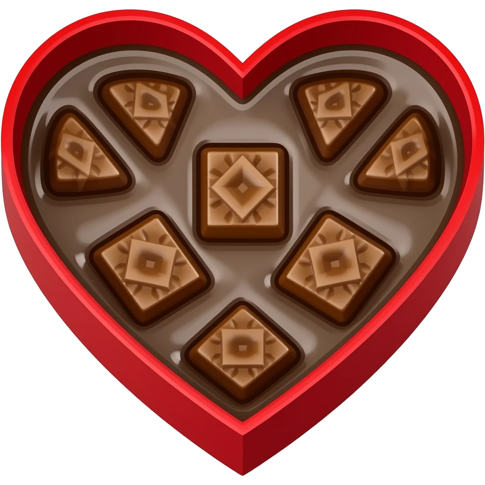 A red heart  box of chocolate open emoji