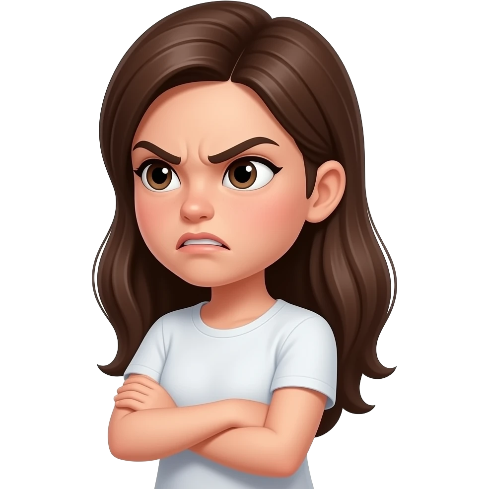 Girl Angry looking to the side crossing arms emoji