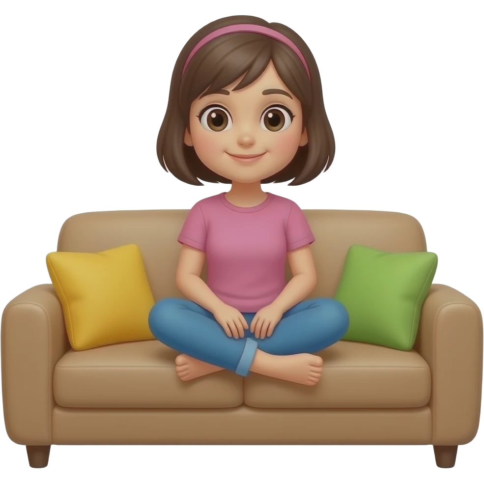 یک دختر روی مبل در حال فیلم دیدن emoji