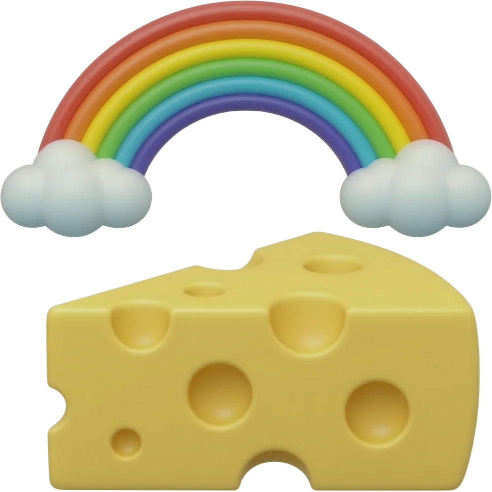 flying rainbow cheese emoji