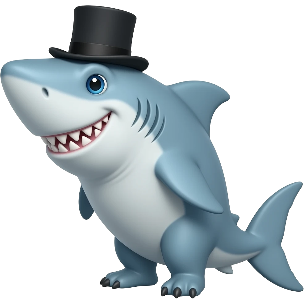 Shark with a top hat emoji