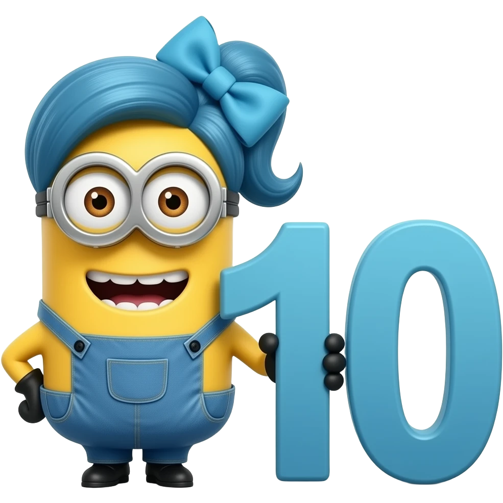 Minion with blue outfit and space buns blue hair And a big blue bow ...