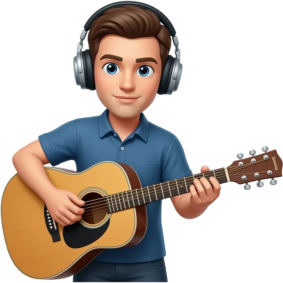 Guitarists with Headphones, 1 person emoji