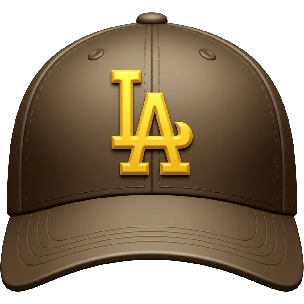 Dodgers hat with brown base and yellow letters emoji