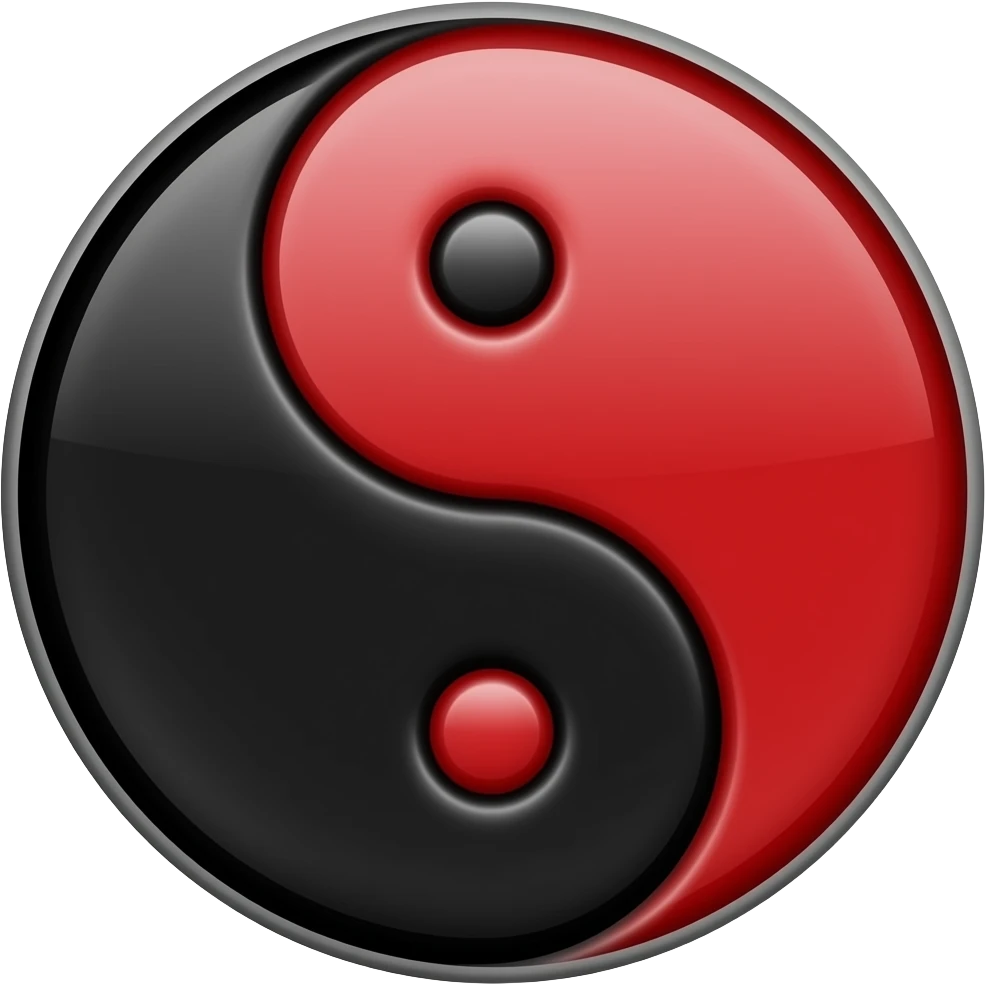Black and Red BDSM symbol (triple) yin-yang emoji