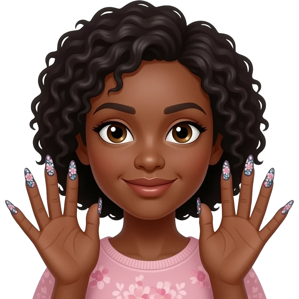 black woman nail art emoji