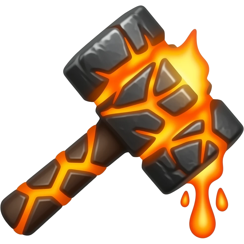 magma hammer flaming rock emoji
