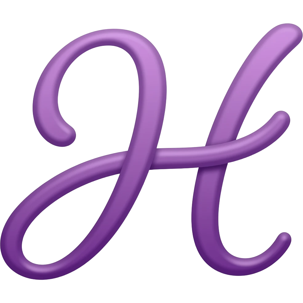 purple letter uppercase h in cursive style emoji
