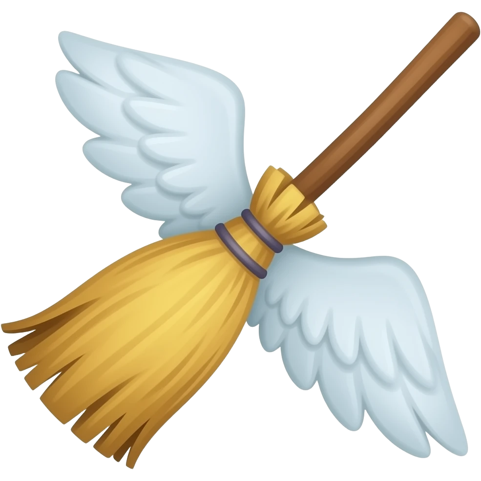 flying broom emoji