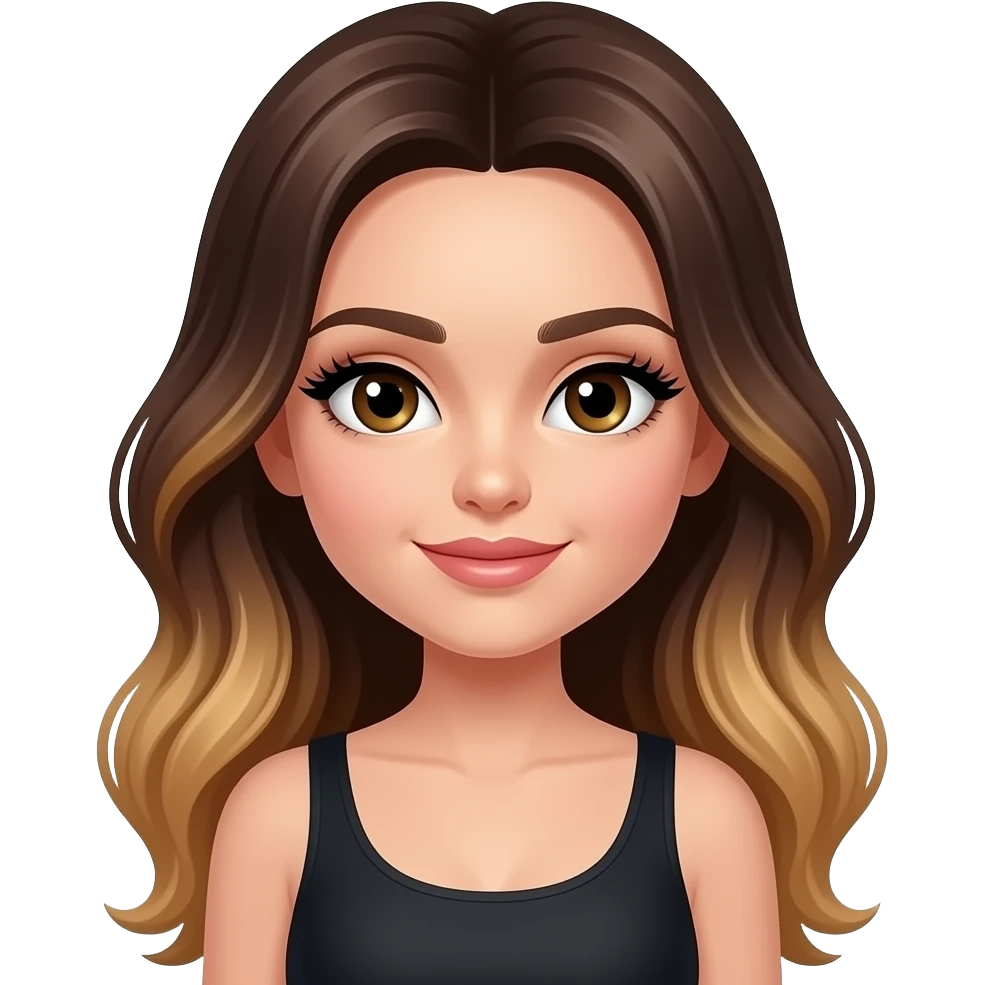 Brunette long balayage with thick long eyelashes emoji