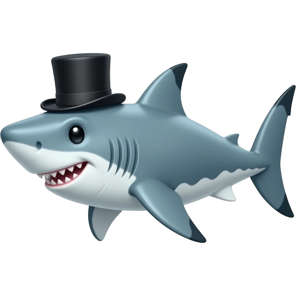 Shark with a top hat emoji