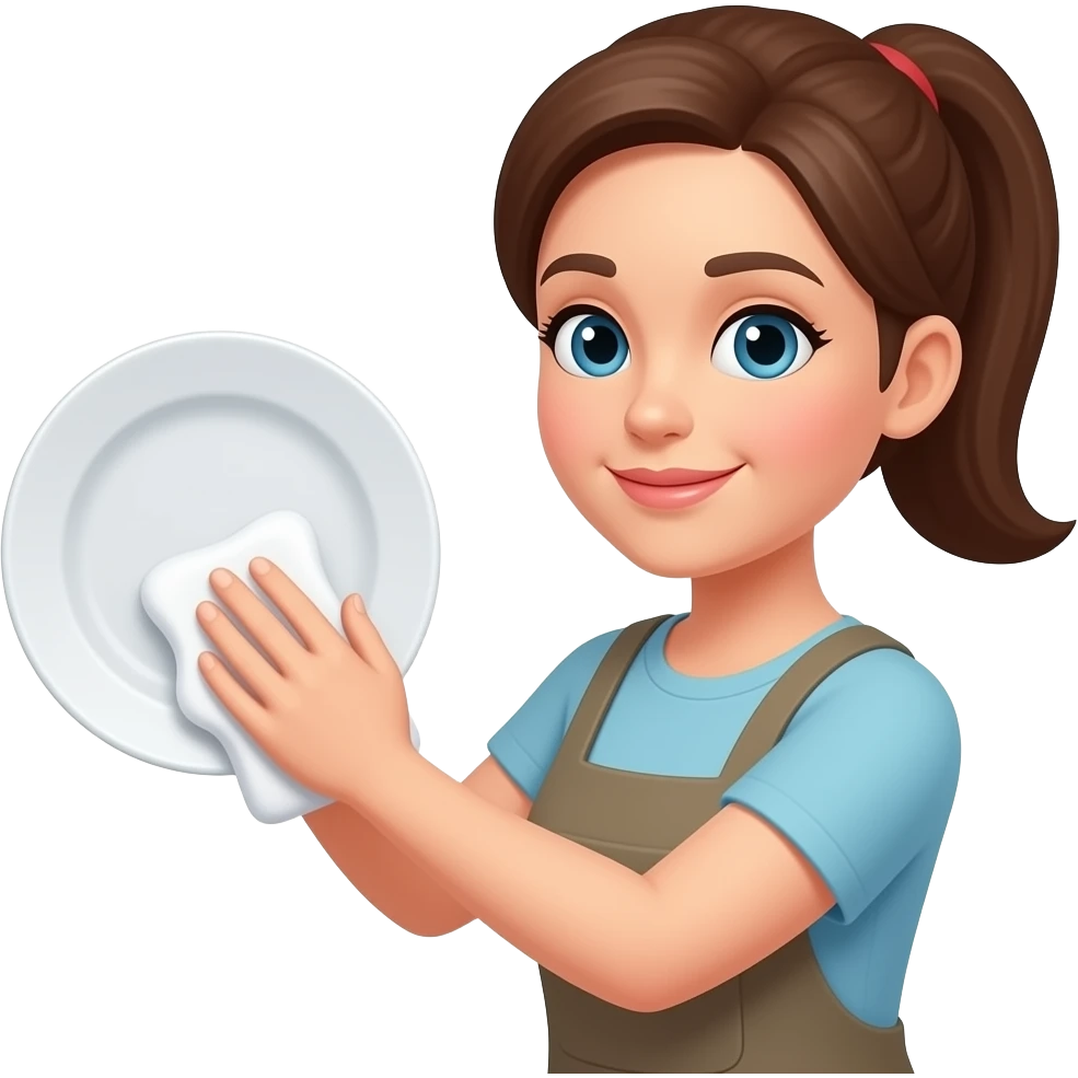 MUJER FREGANDO PLATO emoji