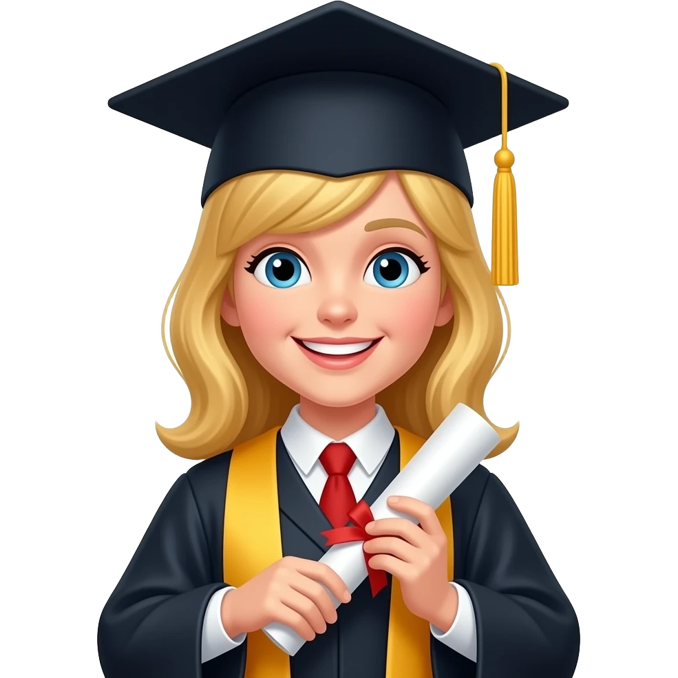 Graduating blond girl emoji