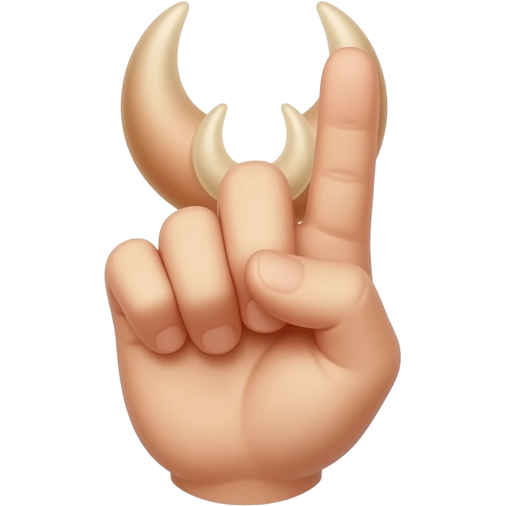 I want you to change the look of an already existing emoji. Take the sign of the horns emoji and lift the middle finger similar to how the pointer finger is in the emoji. emoji