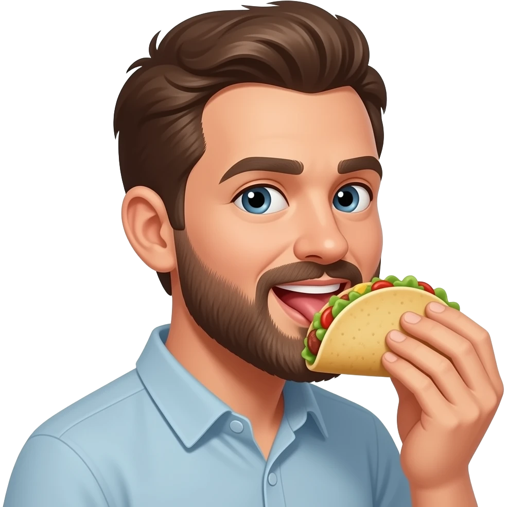 Man lícking a juicy taco emoji