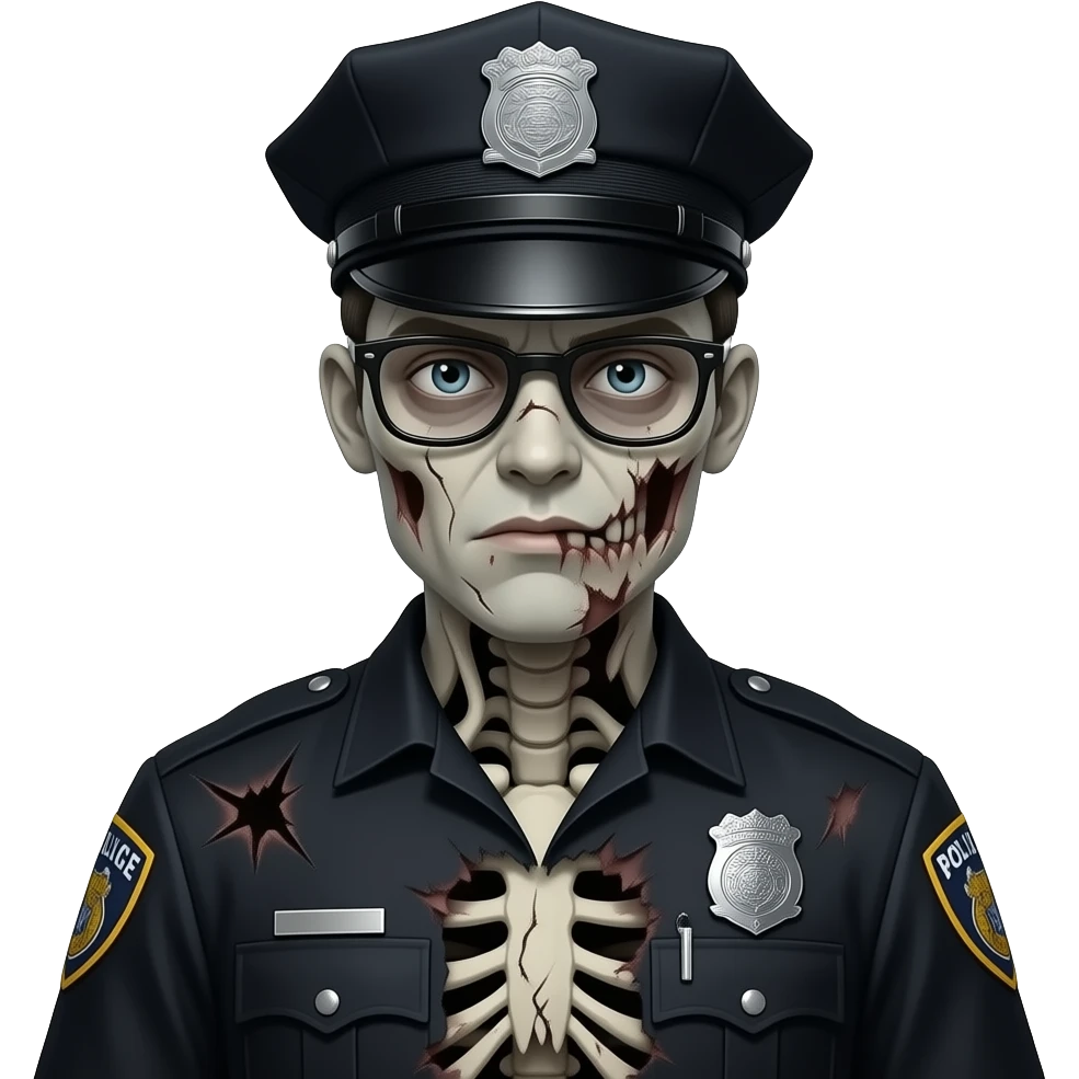 zombie Police With glasses wearing black uniform emoji