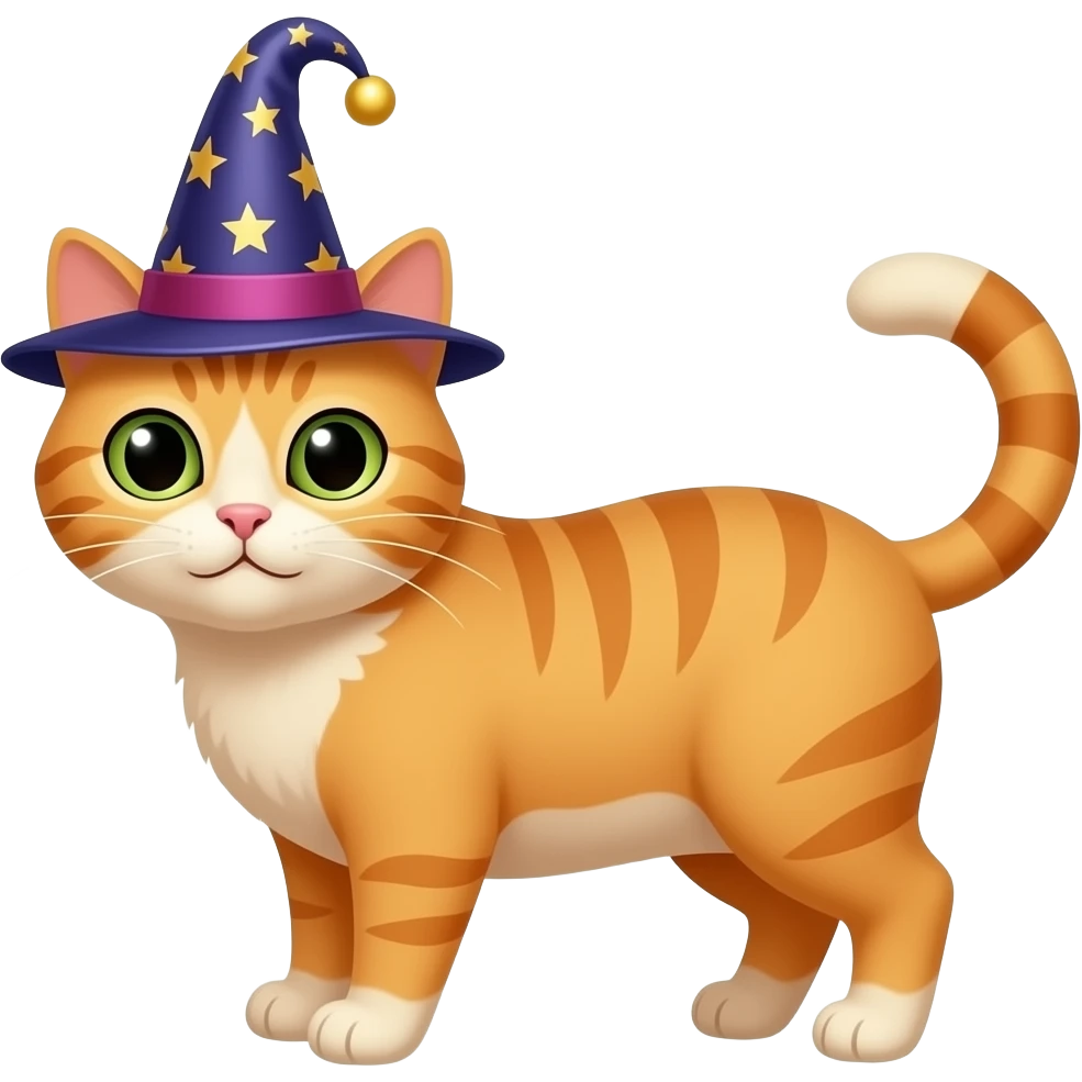 orange Cat wearing magic hat, upper body emoji