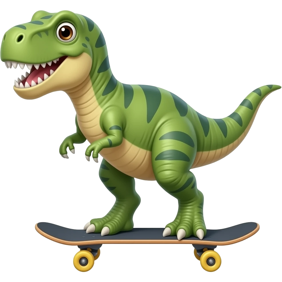 Dinosaur on a skateboard emoji