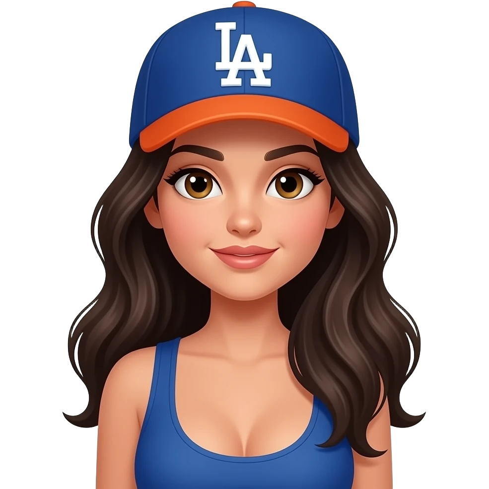 Big boobs dodger hat brunette girl emoji